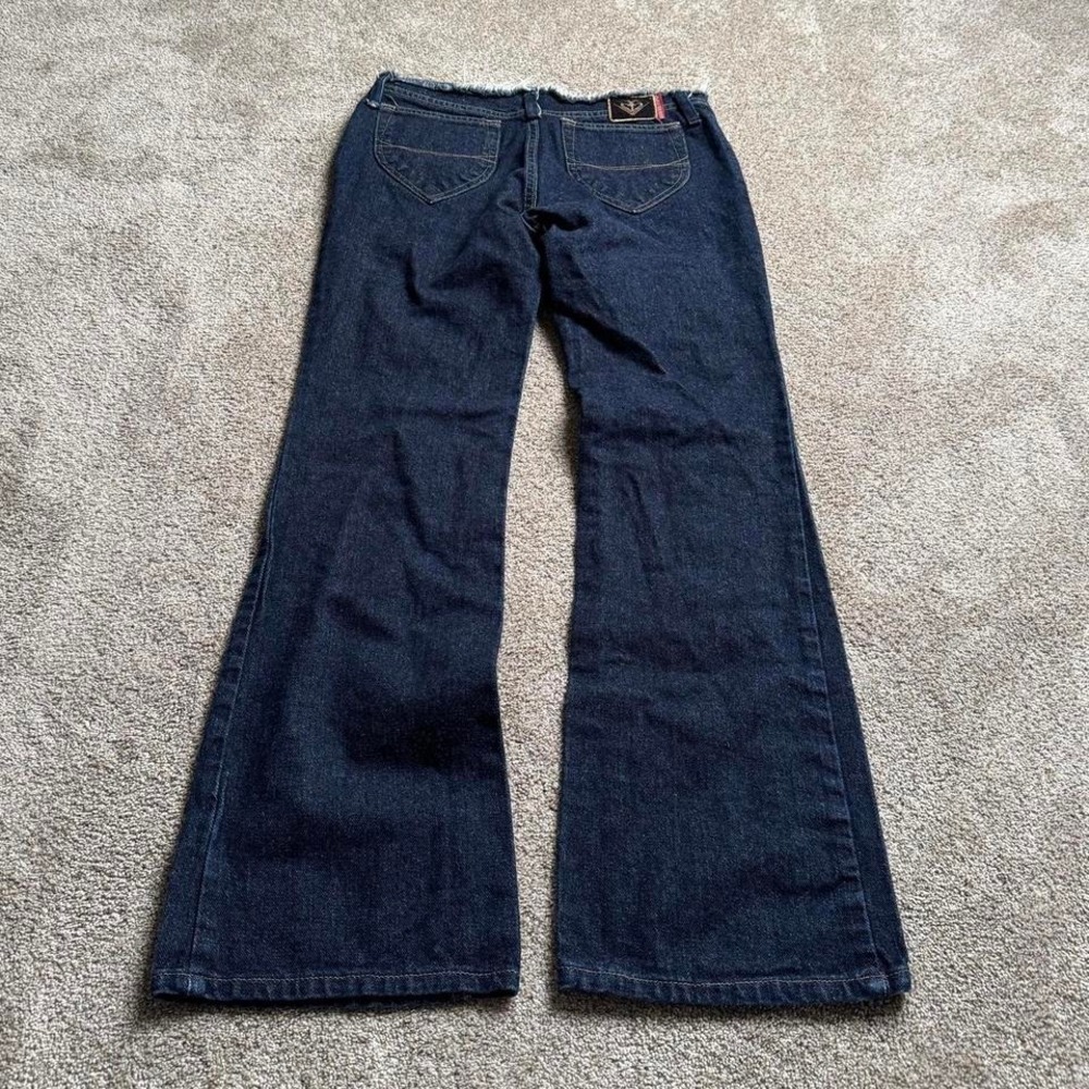 QUIKSILVER ROXY JEAN RAW WAISTBAND INDIGO BLUE FLARED DENIM